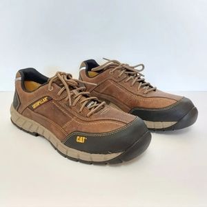 Cat Men's Size 12 Streamline Leather Composite Toe Work Shoe Dark Beige No Slip